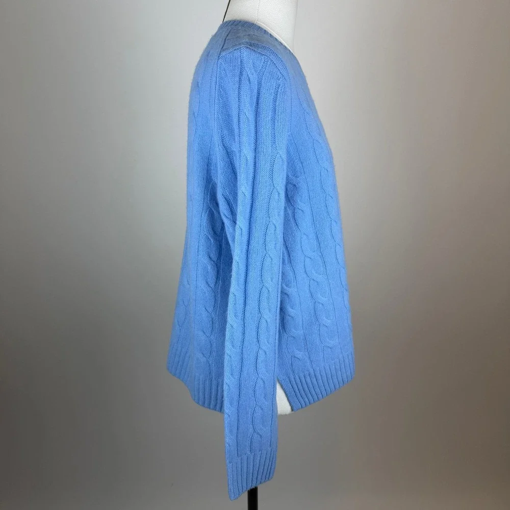 NWD Joie 100% Cashmere Cable Knit Crewneck Sweater Blue Womens Size Large Luxury